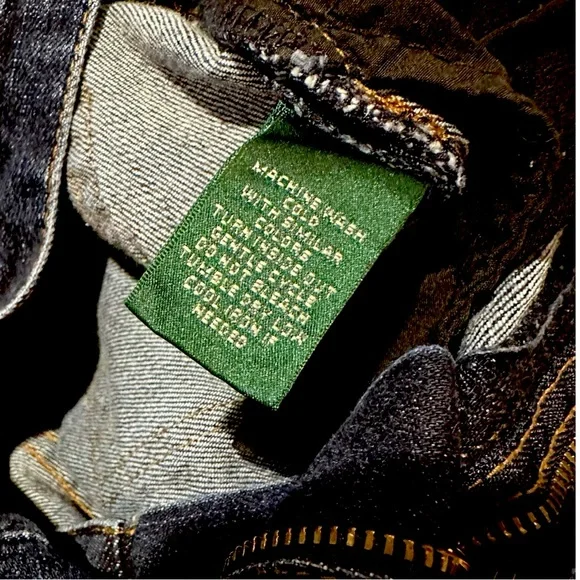 LAUREN RAPLH LAUREN Mid Rise Boot Cut Dark Denim Jeans size 10 were $158 new. - Picture 6 of 7